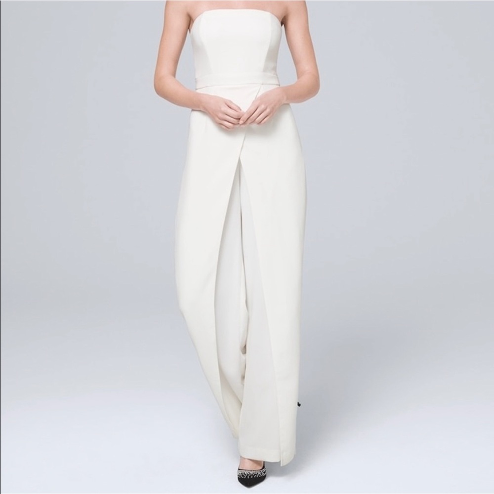 White strap or strapless jumpsuit